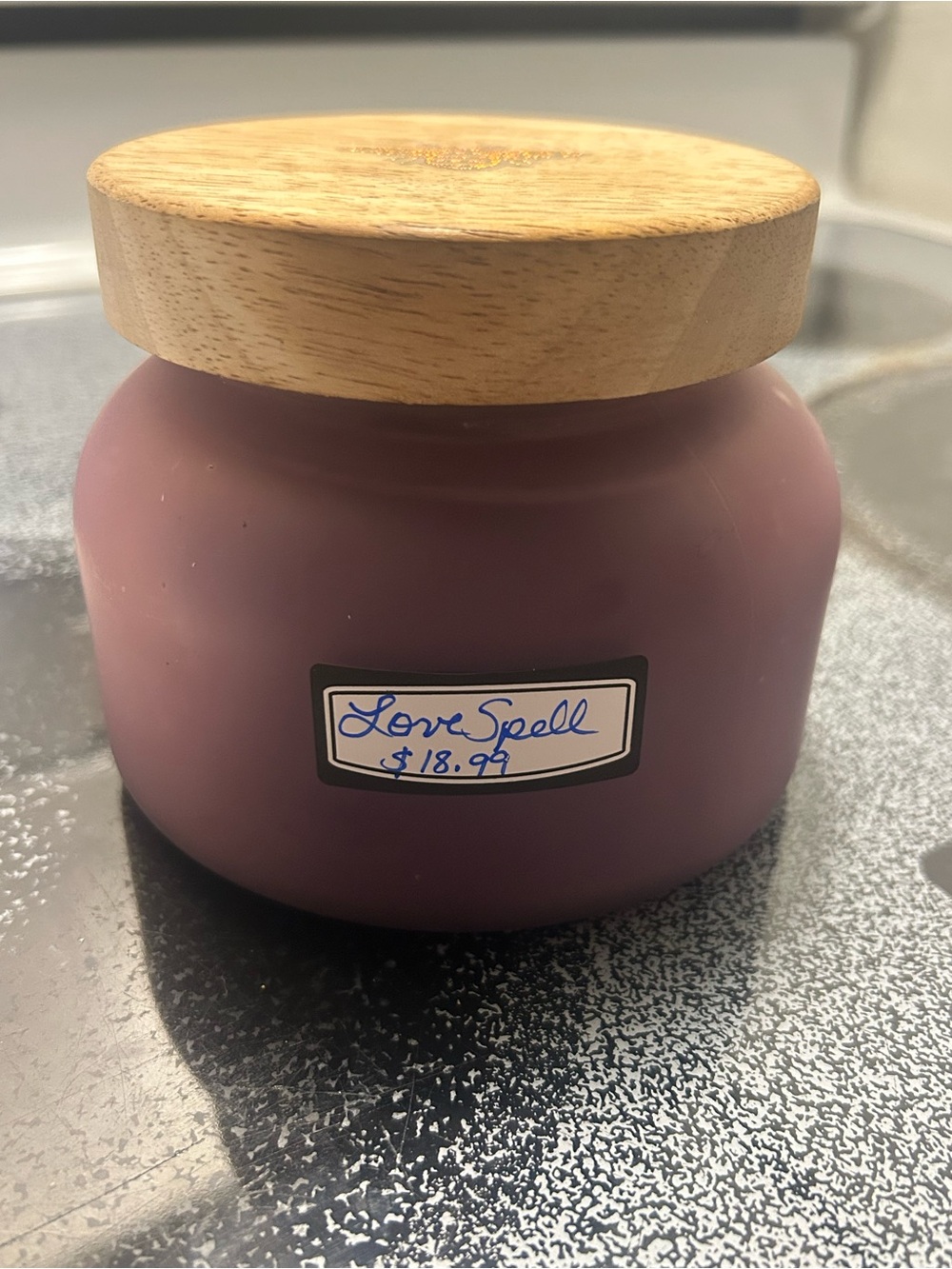 Love spell triple Scented Candle - Mauve Jar with Wooden Lid
